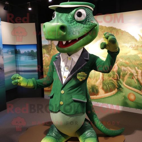 Personnage De Costume De Mascotte Redbrokoly De Python Vert Forêt Habillé D'un Polo Et De N?uds Papillon
