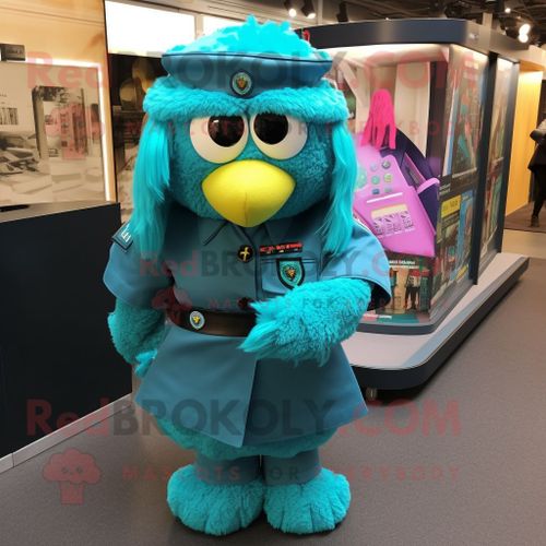 Personnage De Costume De Mascotte Redbrokoly Teal Special Air Service Habillé D'une Jupe Portefeuille Et De Pinces À Cheveux