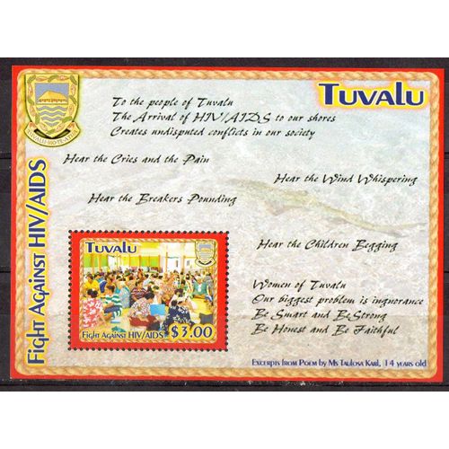 Tuvalu Timbre Lutte Contre Le Sida-Hiv 2004