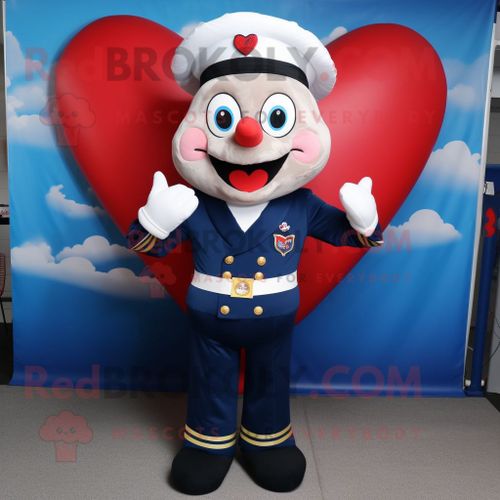 Personnage De Costume De Mascotte Redbrokoly De Coeur Bleu Marine Habillé D'un Pantacourt Et D'anneaux