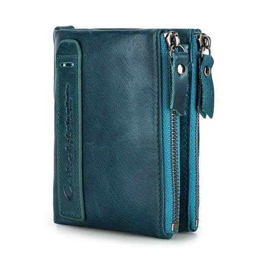 Blue- -Portefeuille En Cuir De Vache Crazy Horse Pour Hommes, Porte Monnaie Court, Vintage, Marque De Bonne