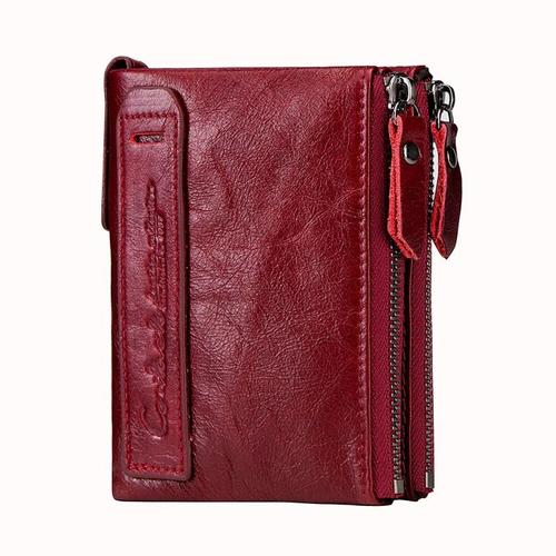 Red- -Portefeuille En Cuir De Vache Crazy Horse Pour Hommes, Porte Monnaie Court, Vintage, Marque De Bonne