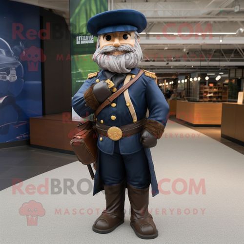 Personnage De Costume De Mascotte Redbrokoly De Soldat De La Guerre Civile De La Marine Vêtu D'une Veste De Motard Et De Portefeuilles