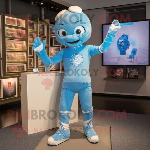 Personnage De Costume De Mascotte Redbrokoly Sky Blue Momentum Habillé D'un Legging Et De Bracelets