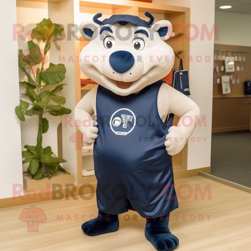 Personnage De Costume De Mascotte Redbrokoly De Navy Sow Habillé D'un Débardeur Et De Sacs Fourre-Tout