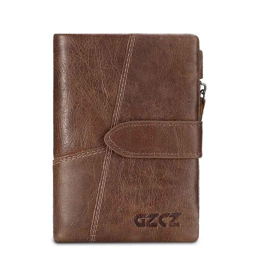 Brown-M -Gzcz Cuir Véritable Rétro Hommes Portefeuilles De Haute Qualité Célèbre Marque Moraillon Design Mâle