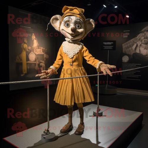 Personnage De Costume De Mascotte Redbrokoly Funambule Doré Habillé D'un Chemisier Et De Bracelets