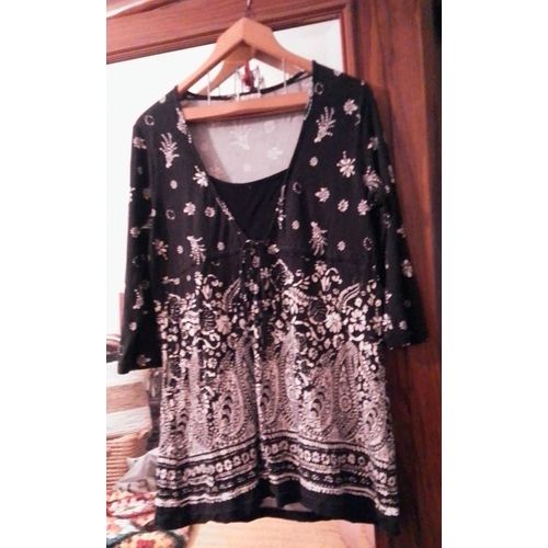 Top 3/4 Noir Motifs Blancs 44 Xxl Canda.