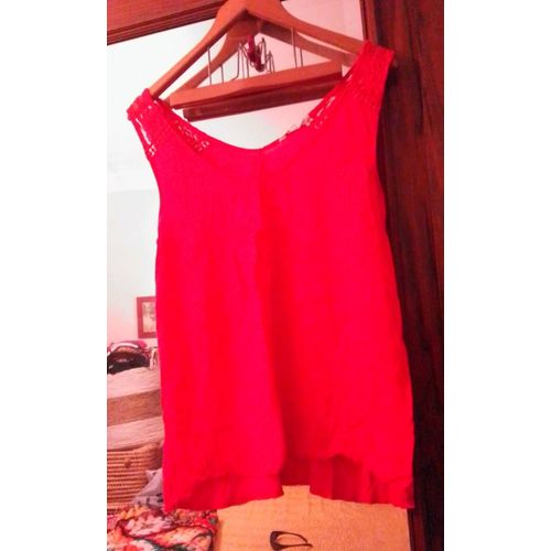 Débardeur Rouge Bretelles Dentelle 42 Xl Naf Naf.