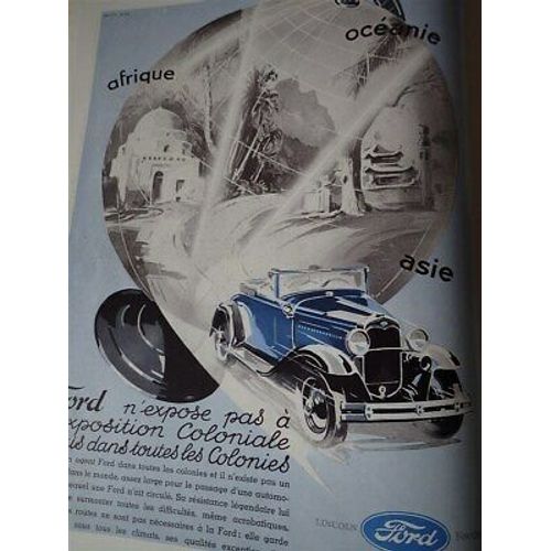 Publicite Papier Ancienne Automobiles Ford