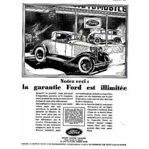 Publicite Papier Ancienne Automobiles Ford