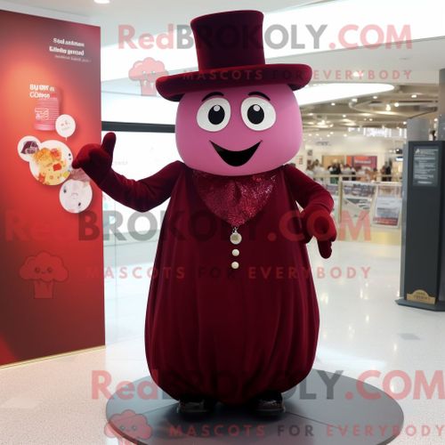 Personnage De Costume De Mascotte Redbrokoly De Pendentif Marron Habillé Avec Une Robe De Soirée Et Des Épingles À Chapeau