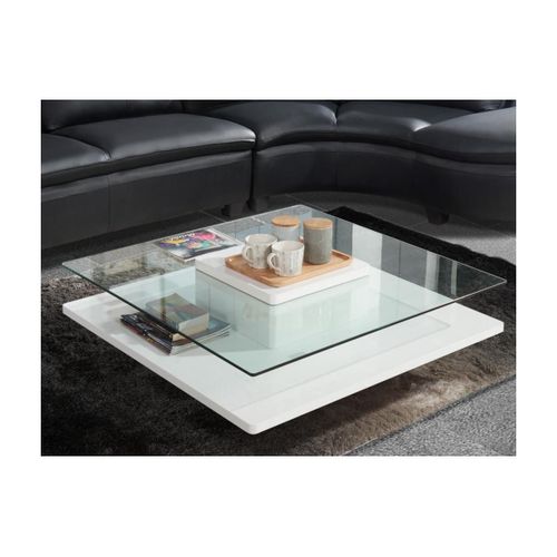 Table Basse Isania - Verre Trempé & Mdf Blanc