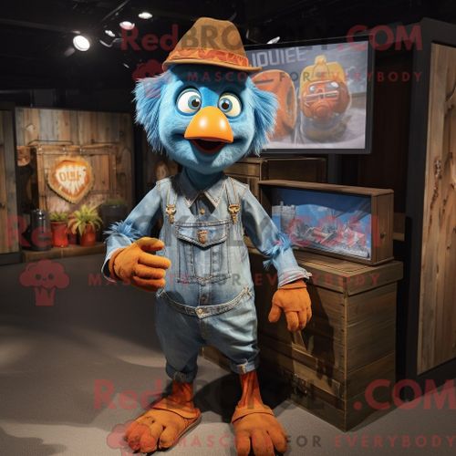 Personnage Mascotte Redbrokoly D Un Poulet Au Beurre Rouille Habillé D Une Chemise En Jean Et D Un Wrap