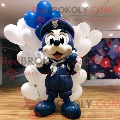 Personnage Mascotte Redbrokoly D Un Ballon Bleu Marine En Forme De Coeur Habillé D Une Parka Et De Bandeaux