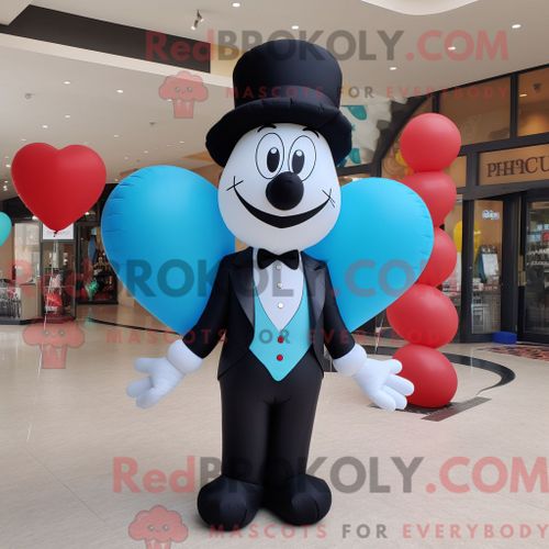 Personnage Mascotte Redbrokoly D Un Ballon En Forme De Coeur Bleu Ciel Habillé D Un Smoking Et De Ceintures De Smoking