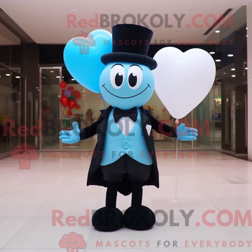 Personnage Mascotte Redbrokoly D Un Ballon En Forme De Coeur Bleu Ciel Habillé D Un Smoking Et De Ceintures De Smoking