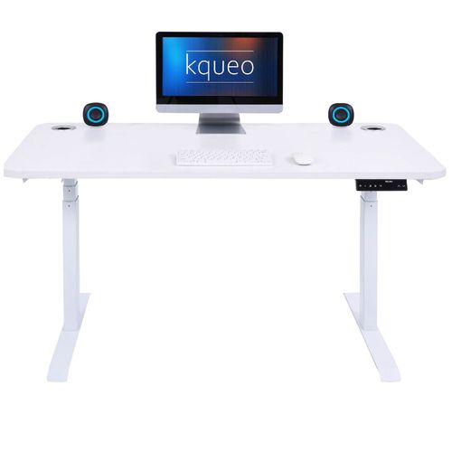 Kqueo Bureau Assis Debout Électrique - Plateau 160x80 Cm, 2 Moteurs, Table Reglable Hauteur 66-130cm, Panneau De Contrôle Digital, Dynamic 160, Capacité De Charge 105 Kg