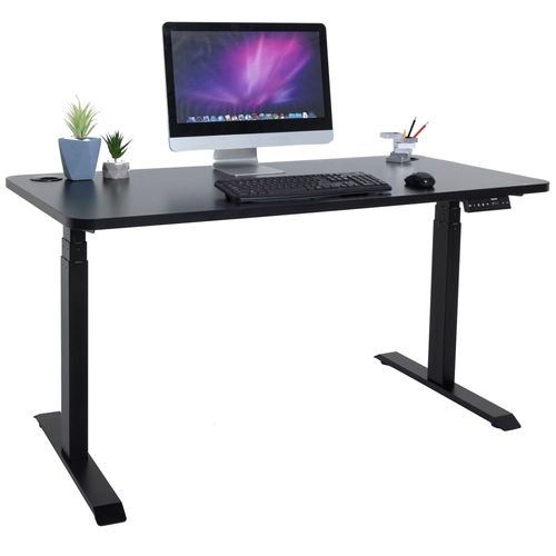 Bureau Assis Debout Electrique - Kqueo -Dynamic 140 Avec Plateau 140x70cm Noir- Réglable En Hauteur 66-130cm,2 Moteurs, Supporte 110kg