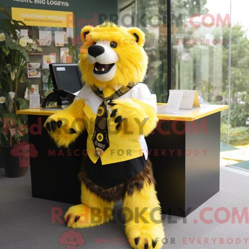 Personnage Mascotte Redbrokoly D Ours À Lunettes Jaune Habillé D Une Jupe Et De Porte-Clés