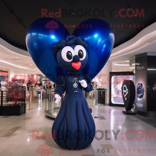 Costume De Mascotte Redbrokoly De Ballons En Forme De Coeur Bleu Marine Habillé D Une Robe De Soirée Et De Montres Numériques