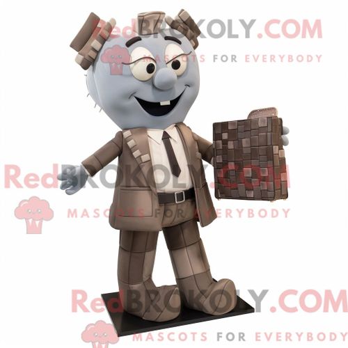 Costume Mascotte Redbrokoly De Falafel Doré Personnage Habillé D Une Veste En Cuir Et De Châles