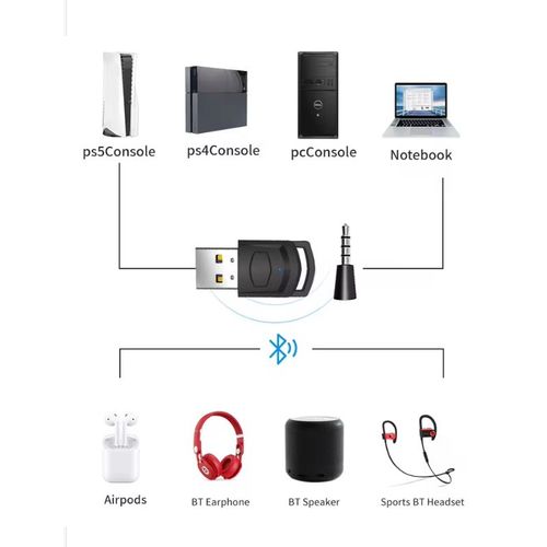 Émétteur Bluetooth Pour Playstation 5-4 Pc / Avec Microphone Intégré