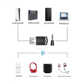 Émétteur Bluetooth Pour Playstation 5-4 Pc / Avec Microphone Intégré