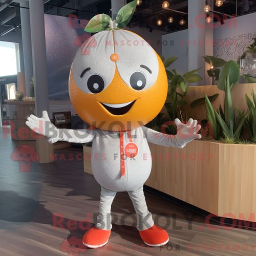 Costume Mascotte Redbrokoly De Pamplemousse Argenté Personnage Habillé Avec Une Barboteuse Et Des Bracelets