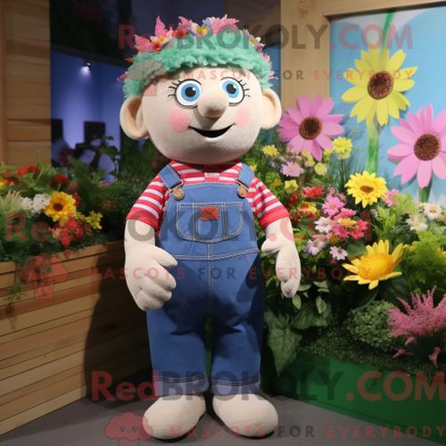 Costume De Mascotte Redbrokoly De Bouquet De Fleurs Personnage Habillé D Une Salopette Et D Un Bracelet De Montres
