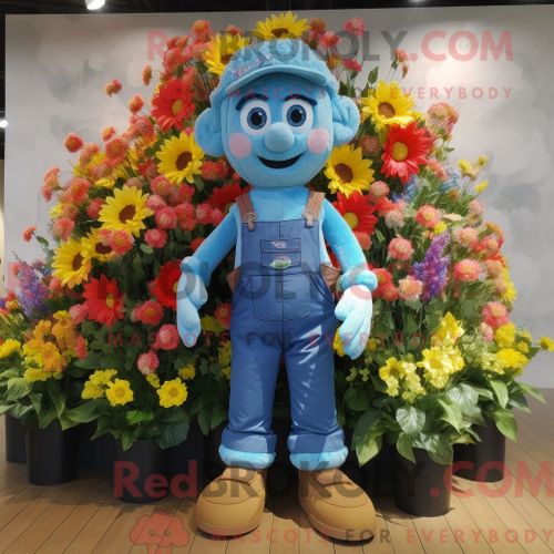 Costume De Mascotte Redbrokoly De Bouquet De Fleurs Personnage Habillé D Une Salopette Et D Un Bracelet De Montres