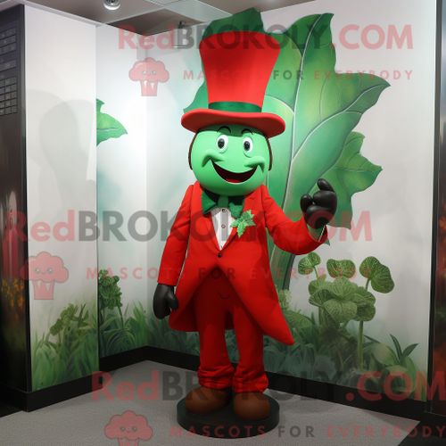 Personnage De Costume De Mascotte Redbrokoly De Haricot Rouge Habillé Avec Des Épingles De Costume Et De Chapeau