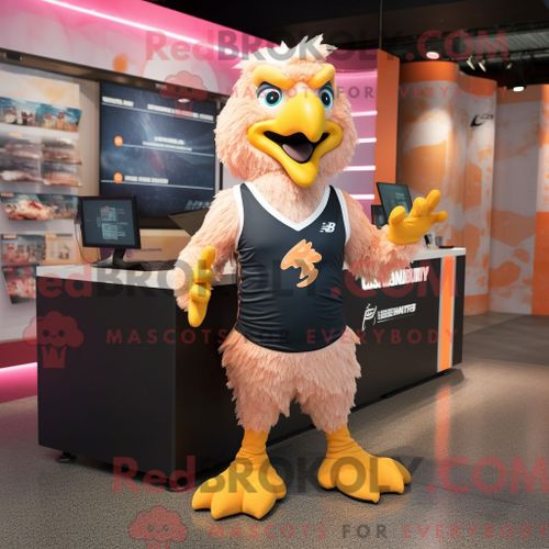 Costume De Mascotte Redbrokoly D Aigle Pêche Personnage Habillé Avec Un Short De Course Et Des Colliers