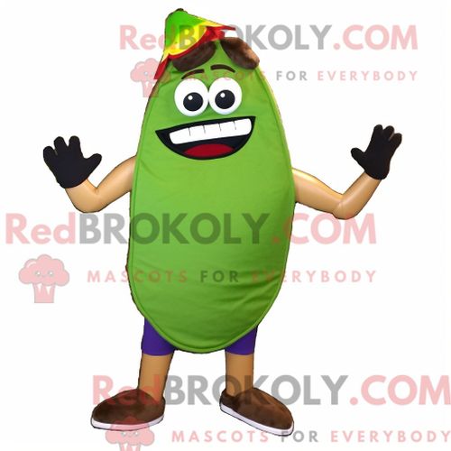 Costume Mascotte Redbrokoly D Olive Fajitas Personnage Habillé Avec Un Débardeur Et Des Épingles À Cheveux