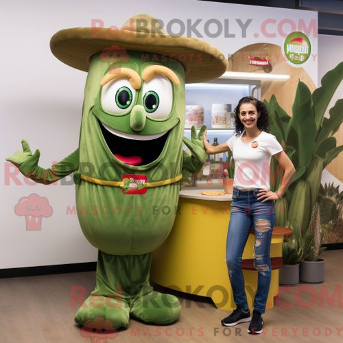 Costume Mascotte Redbrokoly D Olive Fajitas Personnage Habillé Avec Un Débardeur Et Des Épingles À Cheveux