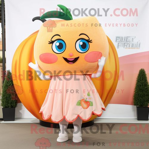 Costume Mascotte Redbrokoly De Peach Pho Personnage Habillé Avec Une Robe Et Des Boucles D Oreilles