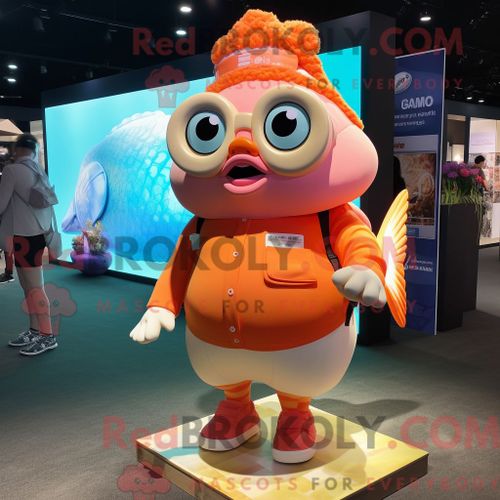 Personnage De Costume De Mascotte Redbrokoly De Poisson Rouge Pêche Habillé Avec Un Short Et Des Lunettes