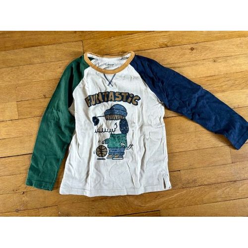 Tee-Shirt Motif Chien Basketteur Garçon Manches Raglan (Vertbaudet)