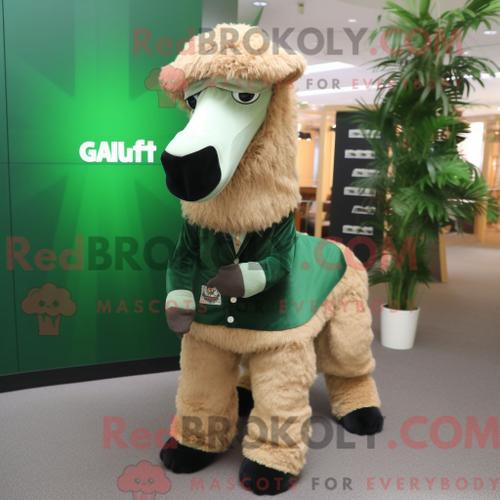 Costume De Mascotte Redbrokoly De Chameau Vert Forêt Personnage Habillé Avec Un Pantalon De Costume Et Des Lacets De Chaussures