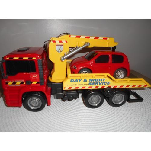 Camion Dépanneuse rouge et jaune avec sa Voiture rouge Dickie City