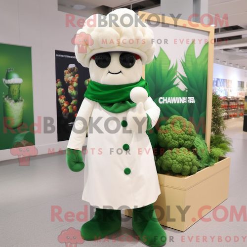 Costume Mascotte Redbrokoly De Chou-Fleur Personnage Habillé D Un Manteau Et De Bonnets