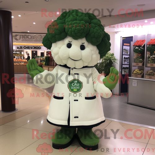 Costume Mascotte Redbrokoly De Chou-Fleur Personnage Habillé D Un Manteau Et De Bonnets