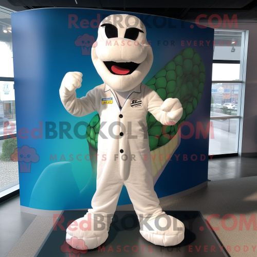 Mascotte Redbrokoly De Python Blanc Costume De Personnage Habillé Avec Un Body Et Des Pinces À Chaussures