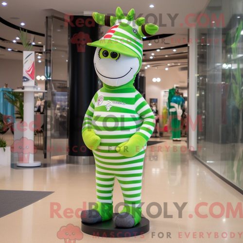 Personnage De Costume De Mascotte Redbrokoly De Zèbre Vert Citron Habillé Avec Des Leggings Et Des Épingles À Chapeau