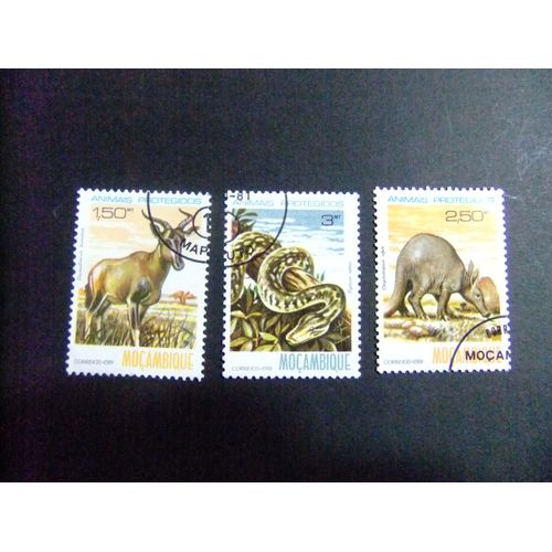 63 Moçambique Mozambique 1981 / Fauna Animales Protegidos / Yvert 789 - 791 Fu
