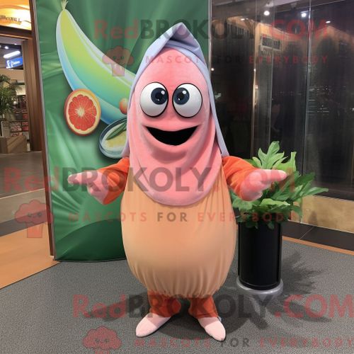 Personnage De Costume De Mascotte Redbrokoly De Thon Pêche Habillé Avec Un T-Shirt À Manches Longues Et Des Écharpes