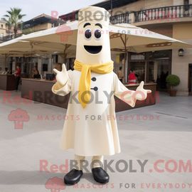 Costume Mascotte Redbrokoly De Paella Crème Personnage Habillé D Un Legging Et De Pochettes De Costume