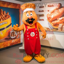 Costume Mascotte Redbrokoly De Harpie Crème Personnage Habillé Avec Une Combinaison Et Des Ceintures