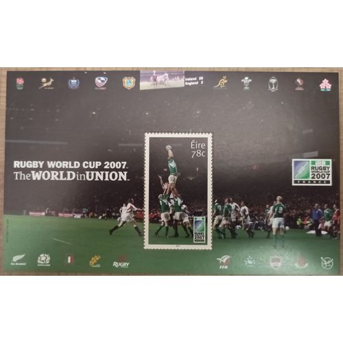 Ireland Eire 2007 Rugby World Cup Coupe Du Monde Avec Timbre 78 C Scène De Touche Neuf -
