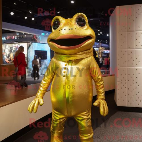 Personnage De Costume De Mascotte Redbrokoly De Grenouille D Or Habillé D Un Col Roulé Et De Ceintures De Smoking